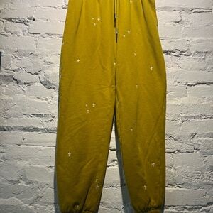 Anthropologie Mustard Joggers with White Accents